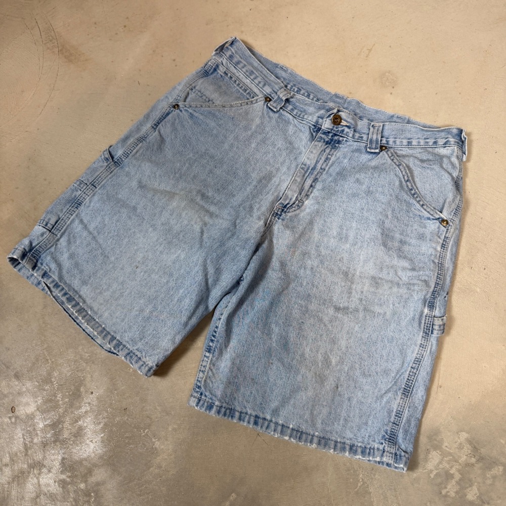 Lee Dungarees Mens Light Wash Denim Carpenter Shorts Size 34 Workwear Skater